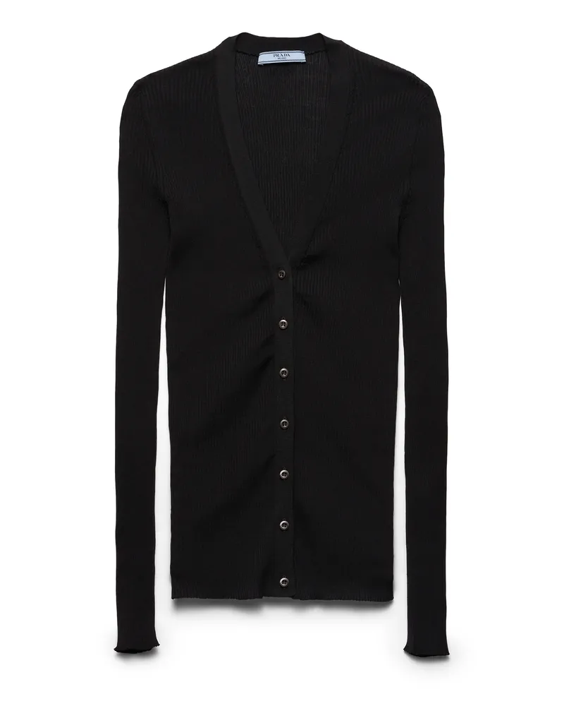 Prada Baumwollcardigan, Damen, Schwarz, Größe Schwarz