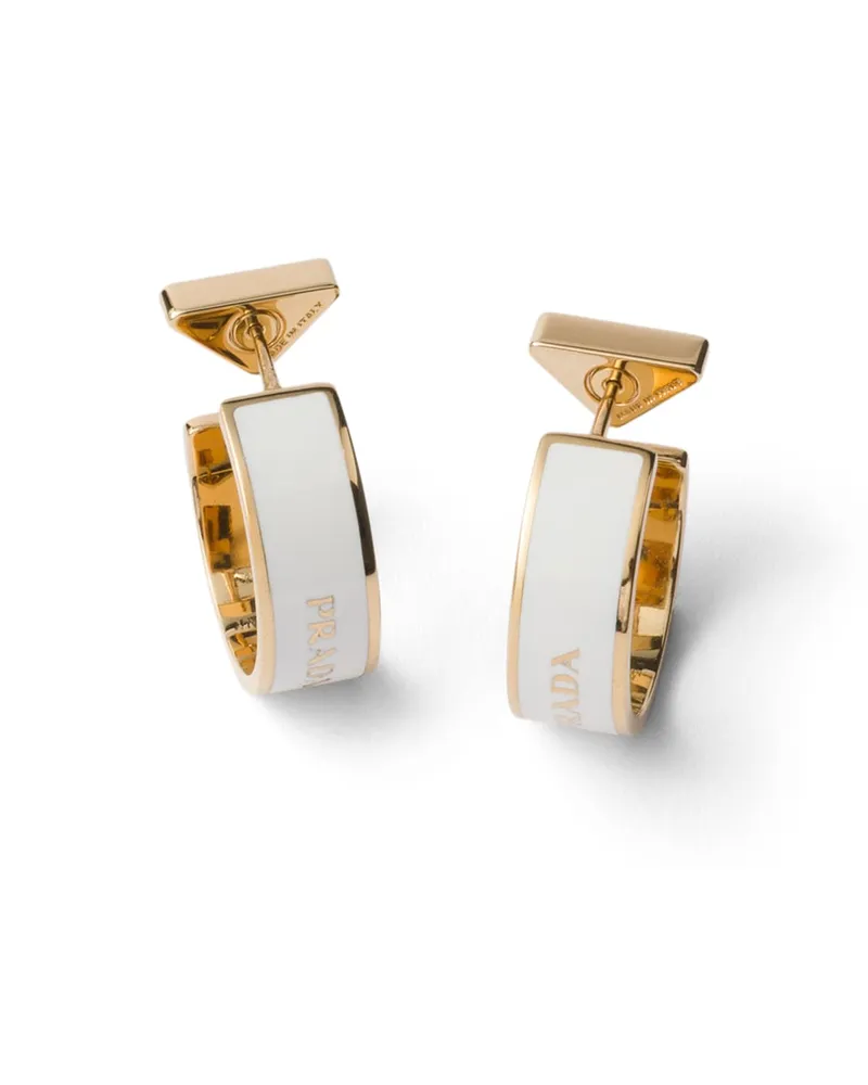 Prada Ohrringe Aus Metall, Damen, Weiss/gold Weiss