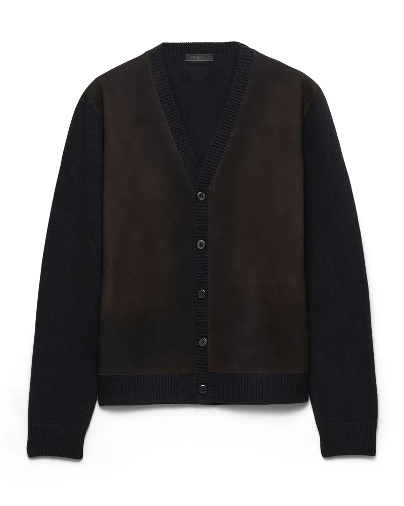 Prada Strickjacke Aus Wolle, Herren, Schwarz, Größe Schwarz