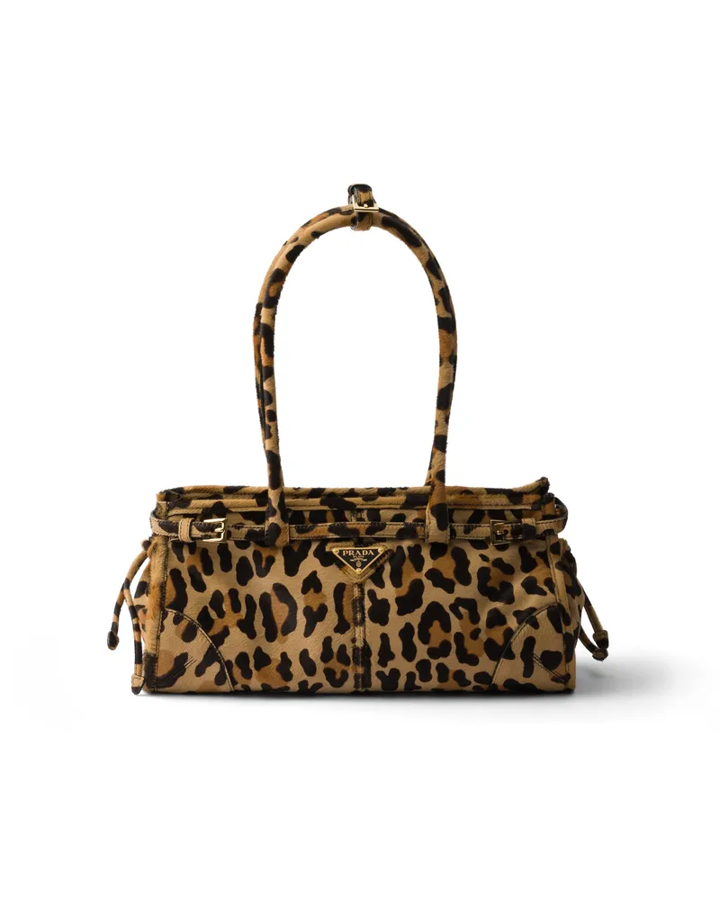 Prada Bonnie Mittelgroße Handtasche Aus Bedrucktem Leder, Damen, Honig Honig