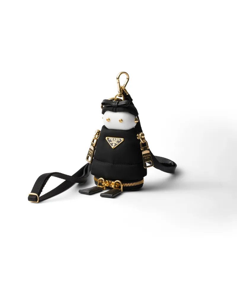 Prada Weicher Roboter-schlüsselanhänger Aus Re-nylon, Damen, Schwarz Schwarz