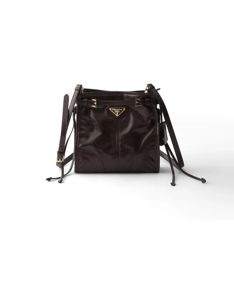 Prada Bonnie Mini-schultertasche Aus Leder, Damen, Dunkelbraun Dunkelbraun