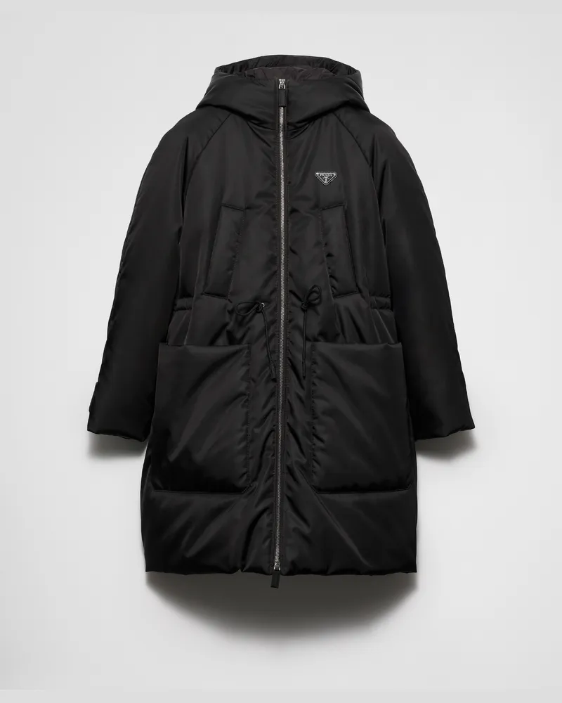 Prada Daunenmantel aus Re-Nylon Schwarz