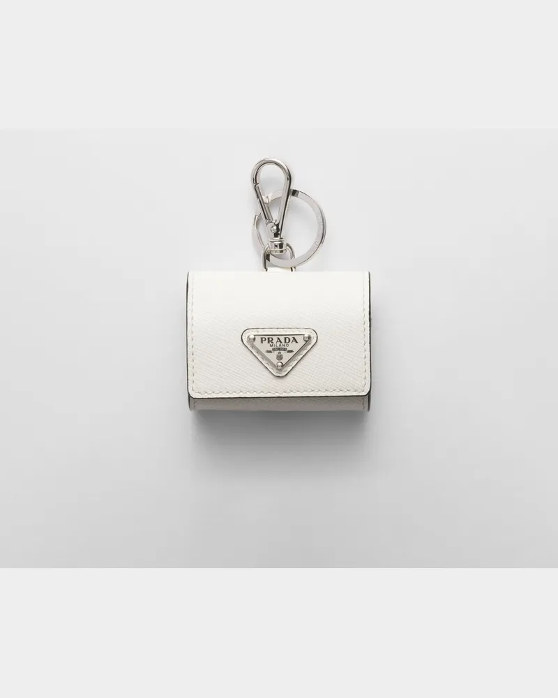Prada Kopfhörerhülle aus Saffiano-Leder Weiss