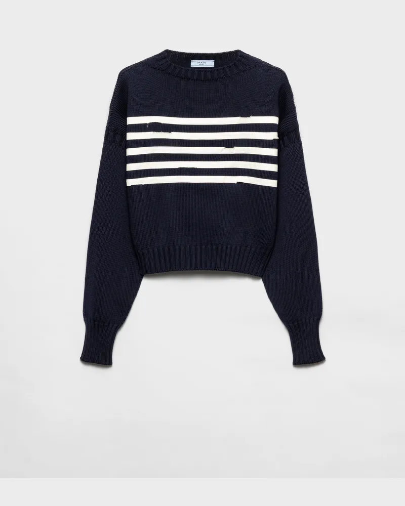 Prada Oversize-Pullover aus Baumwolle Blau