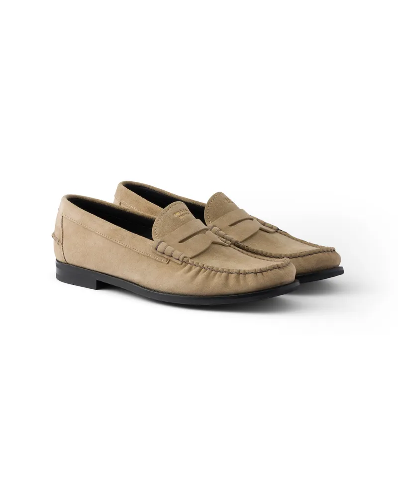 Prada Loafer Aus Wildleder Mit Vintage-effekt, Herren, Wüstenbeige, Größe 11 Wüstenbeige