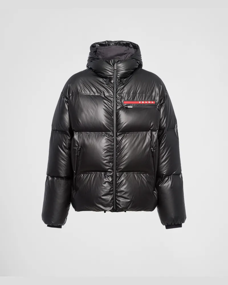 Prada Steppjacke mit Kapuze aus Light Re-Nylon Schwarz