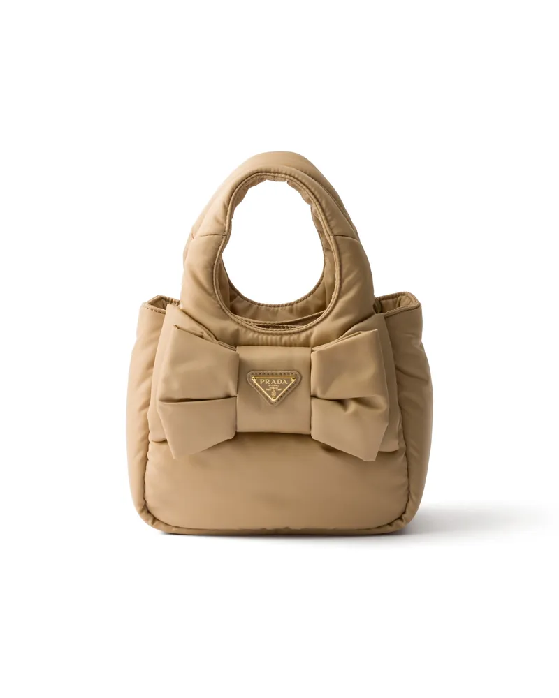 Prada Mini Bag Aus Gepolstertem Re-nylon Mit Schleife, Damen, Kamelbraun Kamelbraun