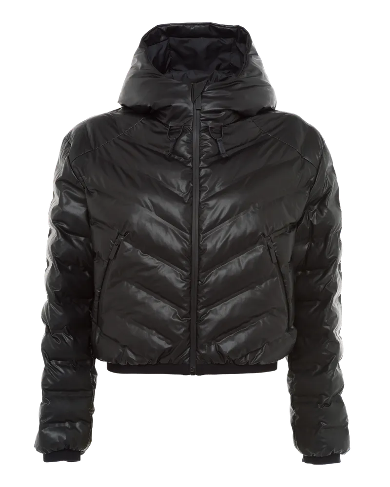 Prada Steppjacke mit Kapuze aus Light Re-Nylon Schwarz