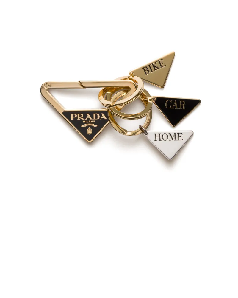 Prada Triangolo-schlüsselanhänger Aus Metall, Damen, Gold/schwarz Gold