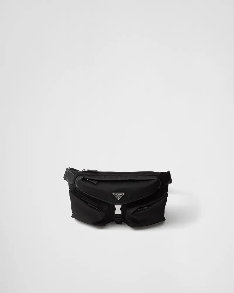 Prada Schultertasche aus Re-Nylon und Leder Schwarz