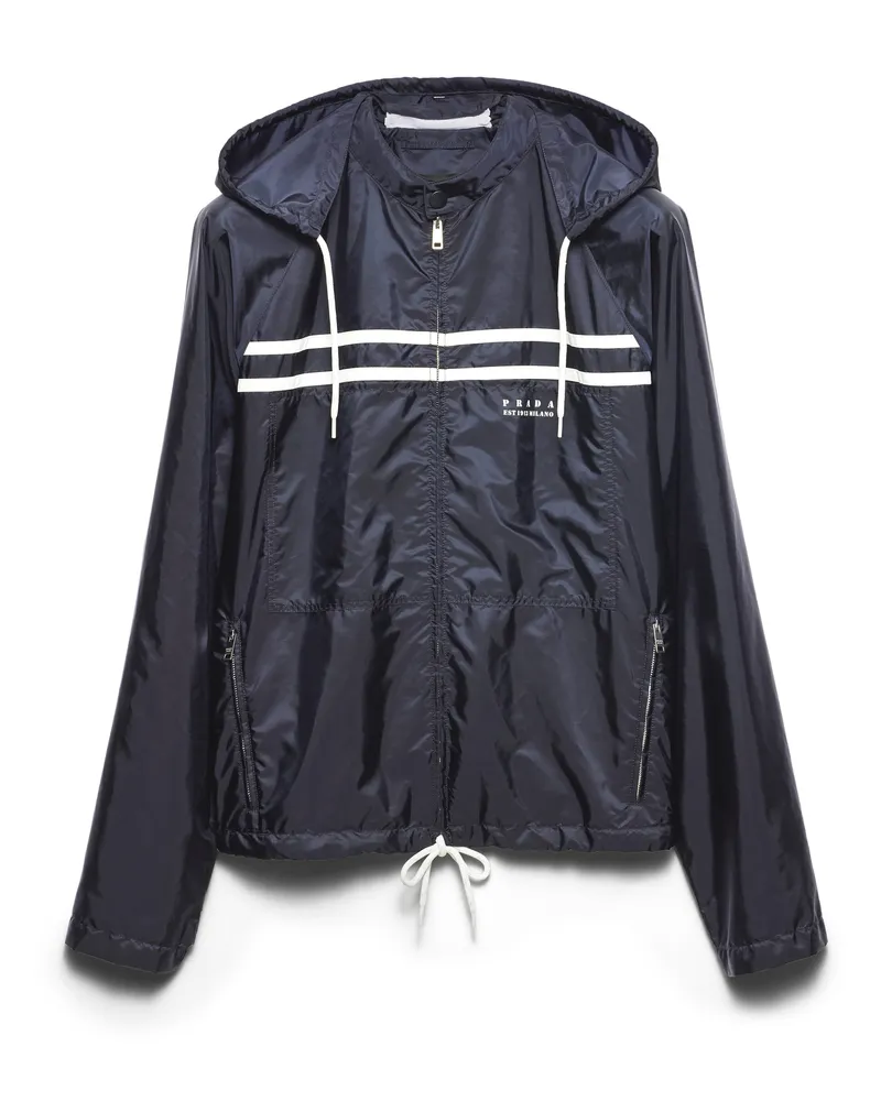Prada Jacke Aus Re-nylon, Herren, Blau/weiss, Größe Blau