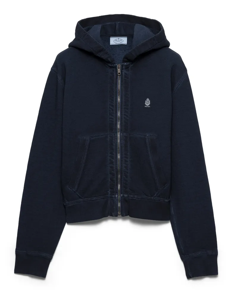 Prada Kapuzenjacke Aus Baumwolle, Damen, Blau, Größe Blau