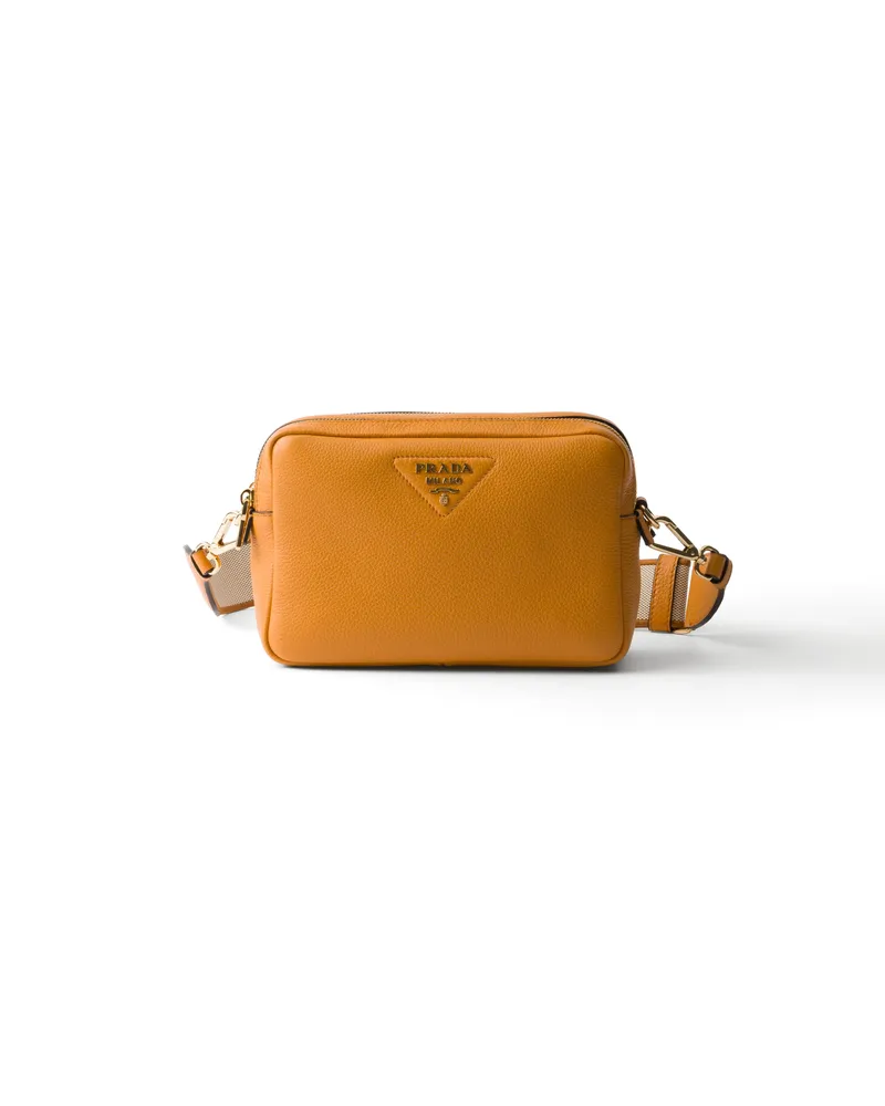 Prada Kleine Schultertasche Aus Leder, Damen, Amber Amber