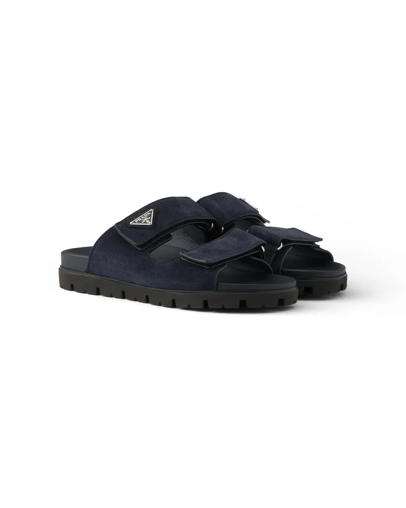 Prada Sandalen Aus Wildleder Mit Band, Herren, Blau, Größe 12 Blau