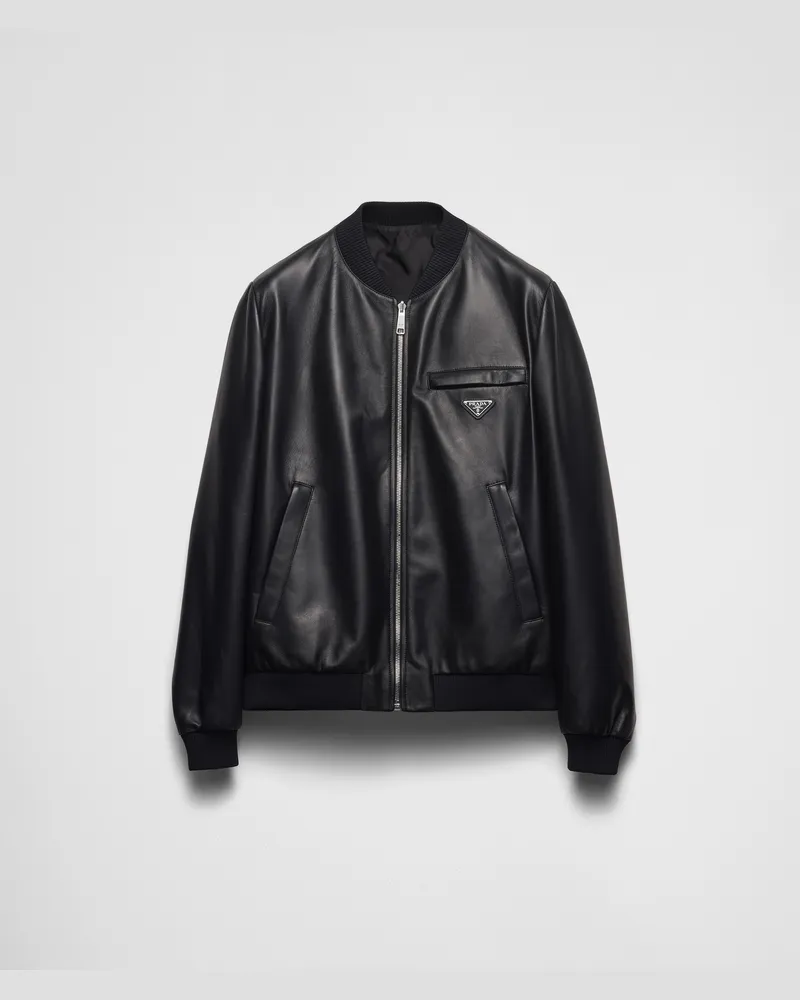 Prada Bomberjacke aus Nappa-Leder Schwarz