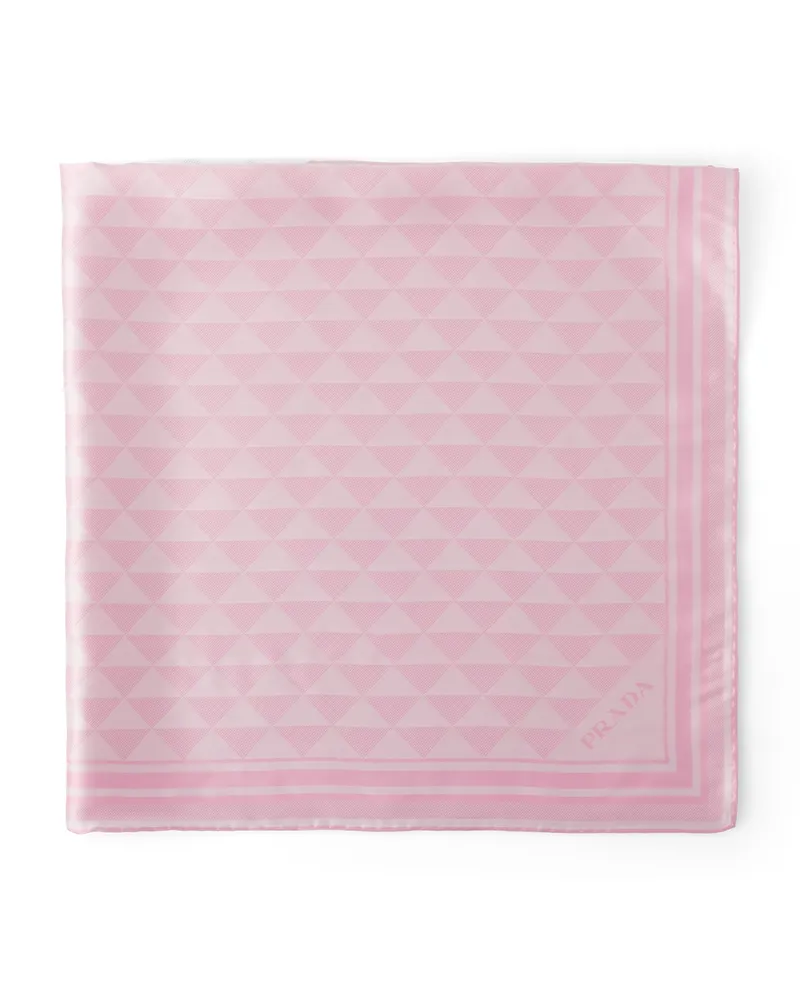 Prada Schal Aus Jacquard-seide 90x90, Damen, Alabaster/weiss Alabaster