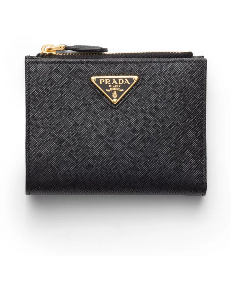 Prada Kleine Geldbörse Aus Saffiano-leder, Damen, Schwarz Schwarz
