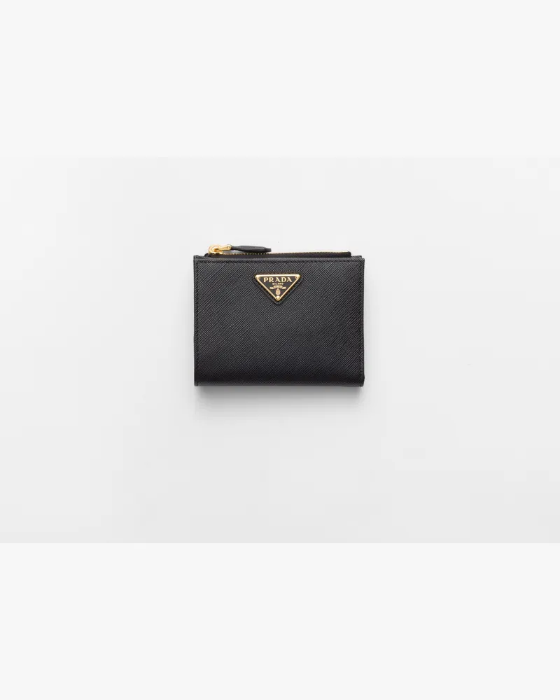 Prada Kleine Geldbörse aus Saffiano-Leder Schwarz