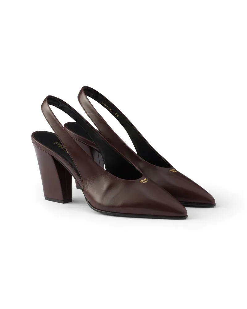 Prada Slingback-pumps Aus Leder, Damen, Dunkelbraun, Größe Dunkelbraun
