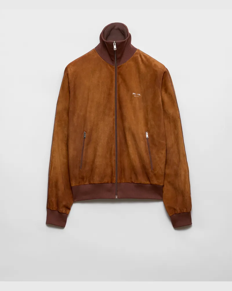 Prada Blousonjacke aus Wildleder Cognac
