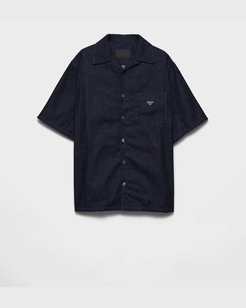 Prada Bowling-Hemd aus Denim Blau