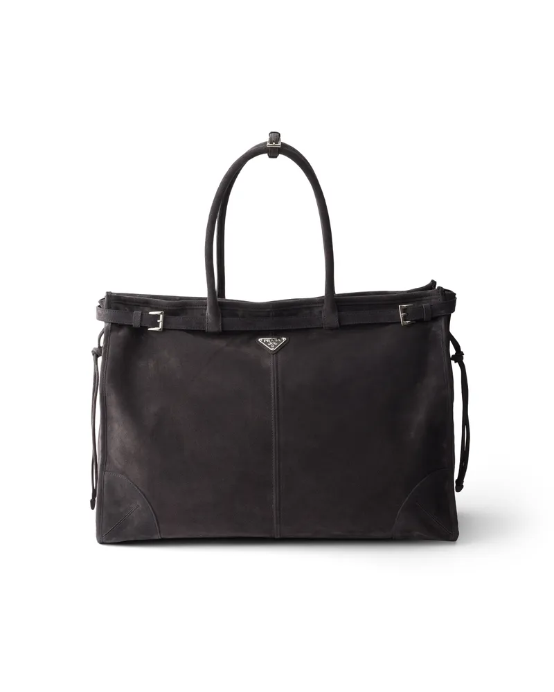 Prada Bonnie Tote Bag Aus Wildleder, Herren, Anthrazitgrau Anthrazitgrau