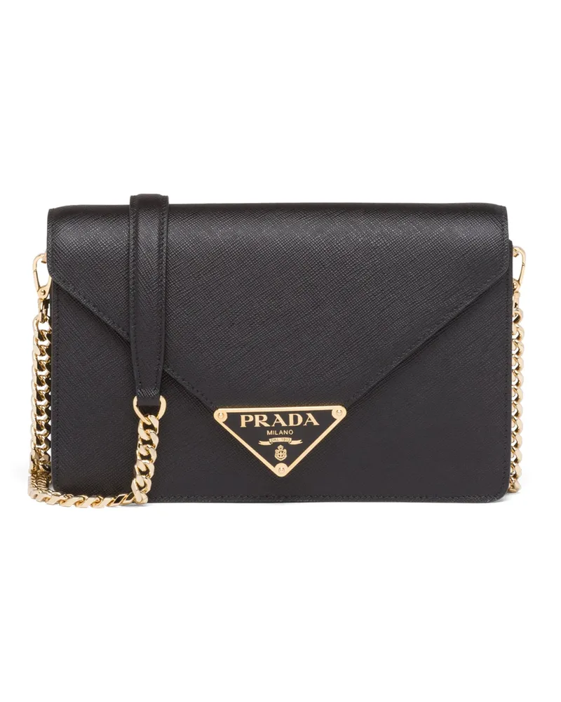 Prada Schultertasche Aus Saffiano-leder, Damen, Schwarz Schwarz