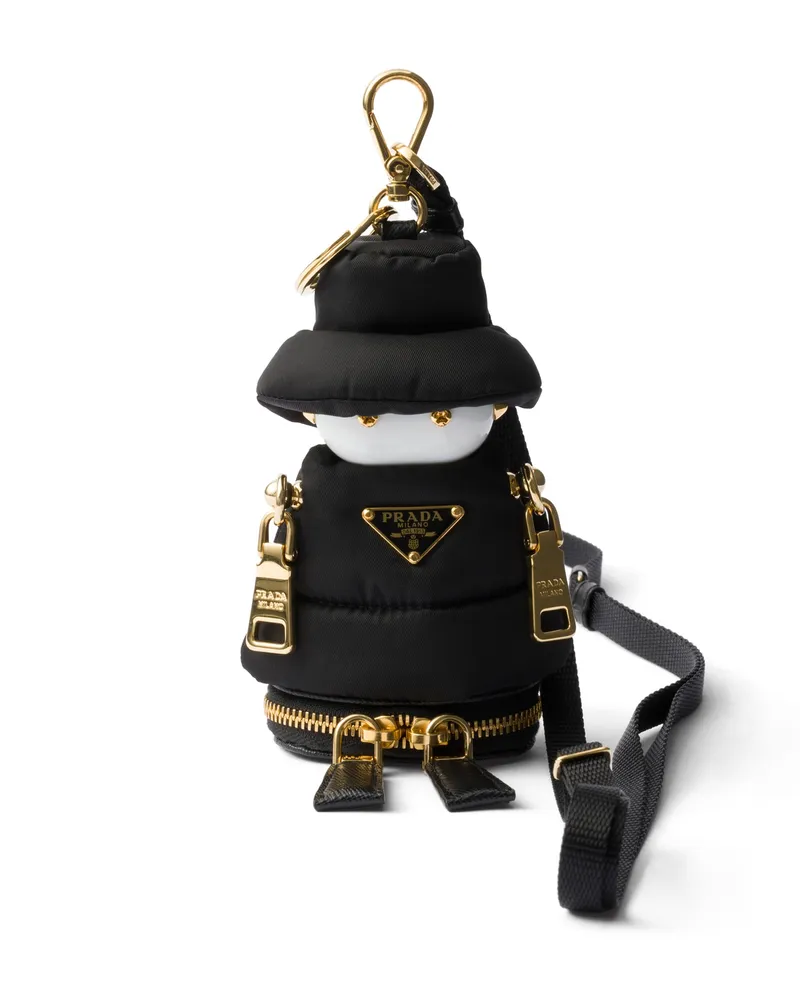 Prada Weicher Roboter-schlüsselanhänger Aus Re-nylon, Damen, Schwarz Schwarz