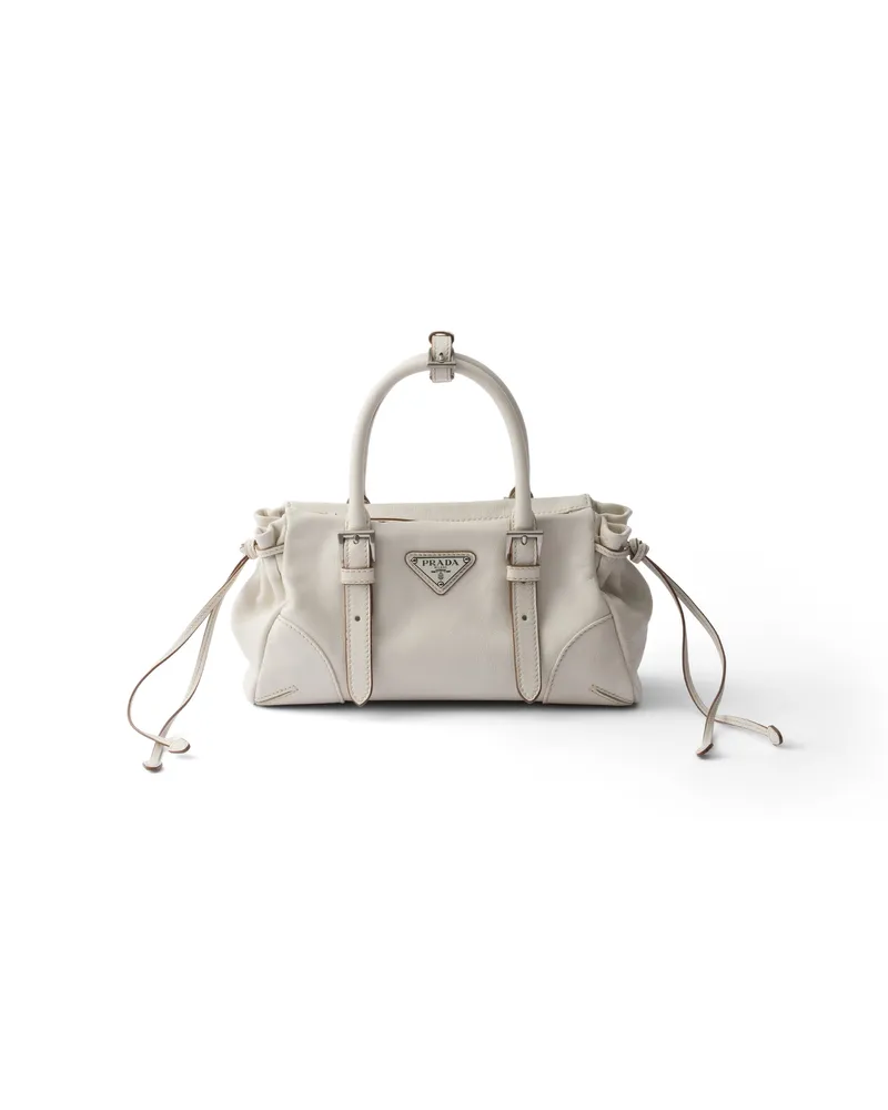 Prada Kleine  Bonnie Tasche Aus Leder, Damen, Weiss Weiss