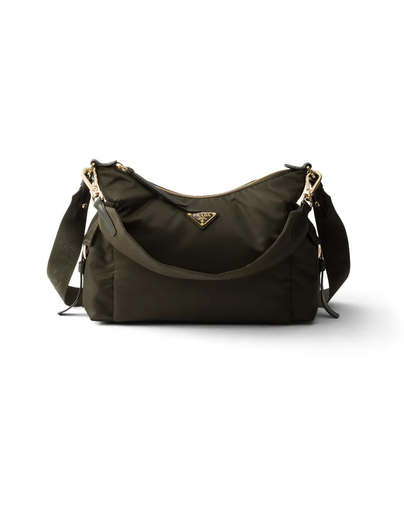 Prada Explore Große Tasche Aus Re-nylon Und Leder, Damen, Waldgrün Waldgrün