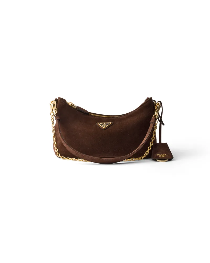 Prada Mini Bag Aus Wildleder, Damen, Dunkelbraun Dunkelbraun
