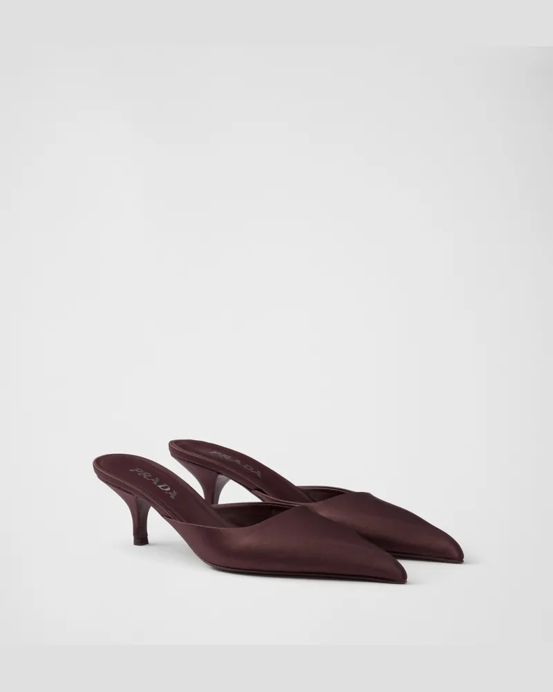 Prada Mules aus Satin Burgunderrot