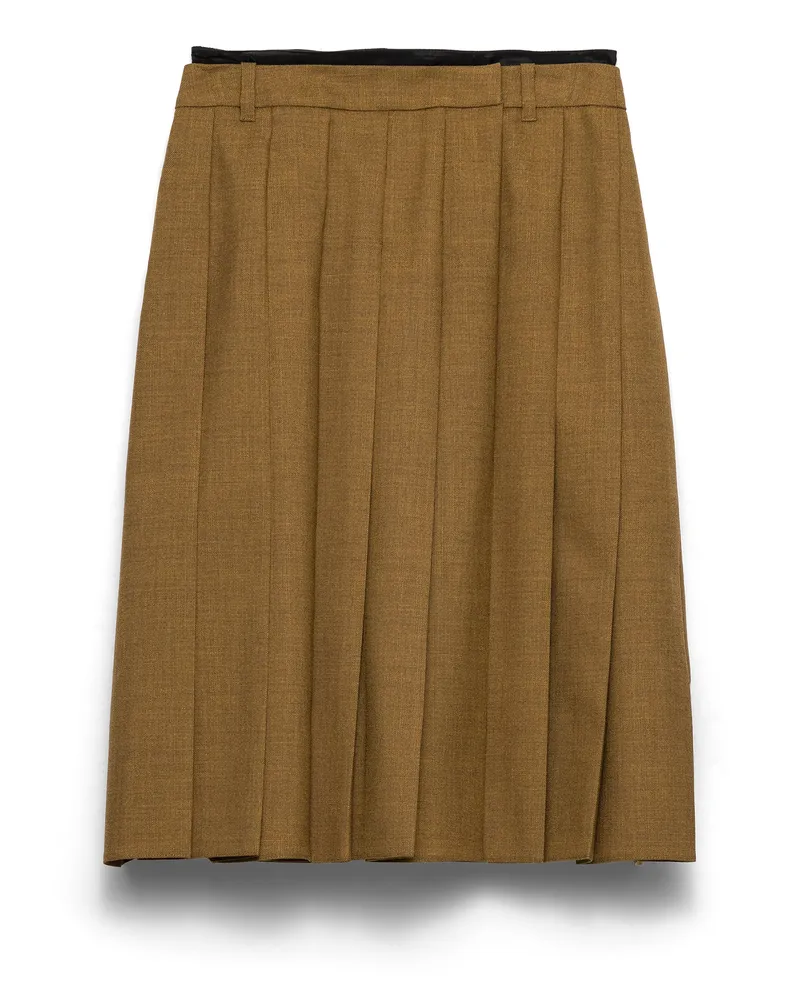 Prada Midirock Aus Hopsack, Damen, Zimt, Größe Zimt