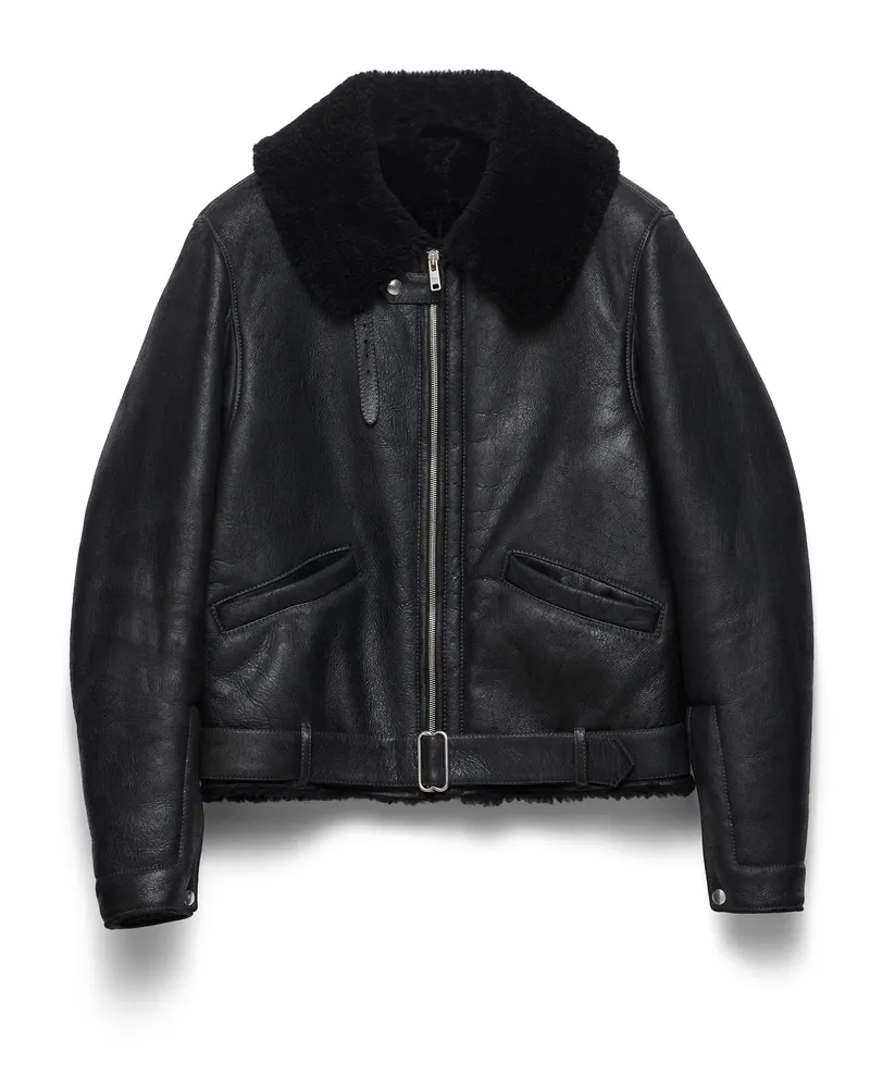 Prada Jacke Aus Shearling, Herren, Schwarz/schwarz, Größe Schwarz