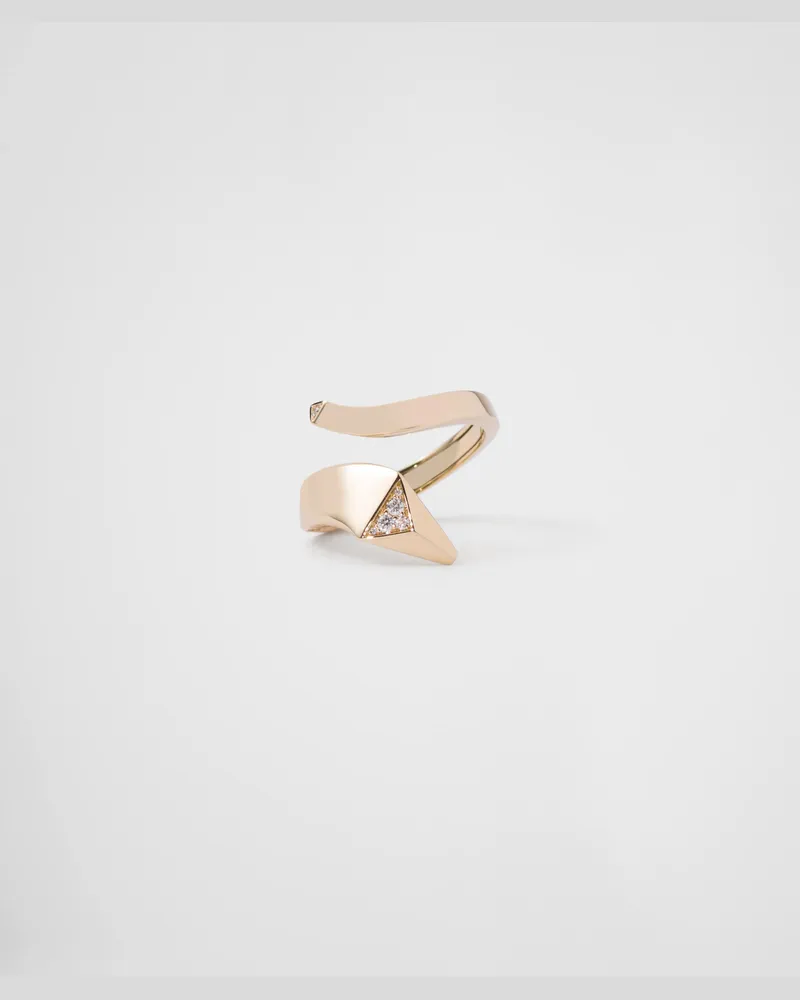 Prada Eternal Gold Mini-Schlangenring aus Gelbgold mit Diamanten Gold