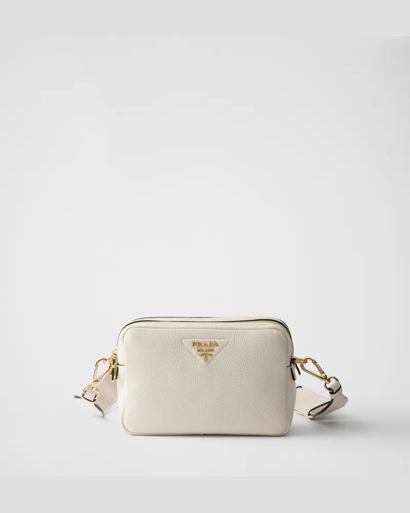 Prada Kleine Schultertasche aus Leder Weiss