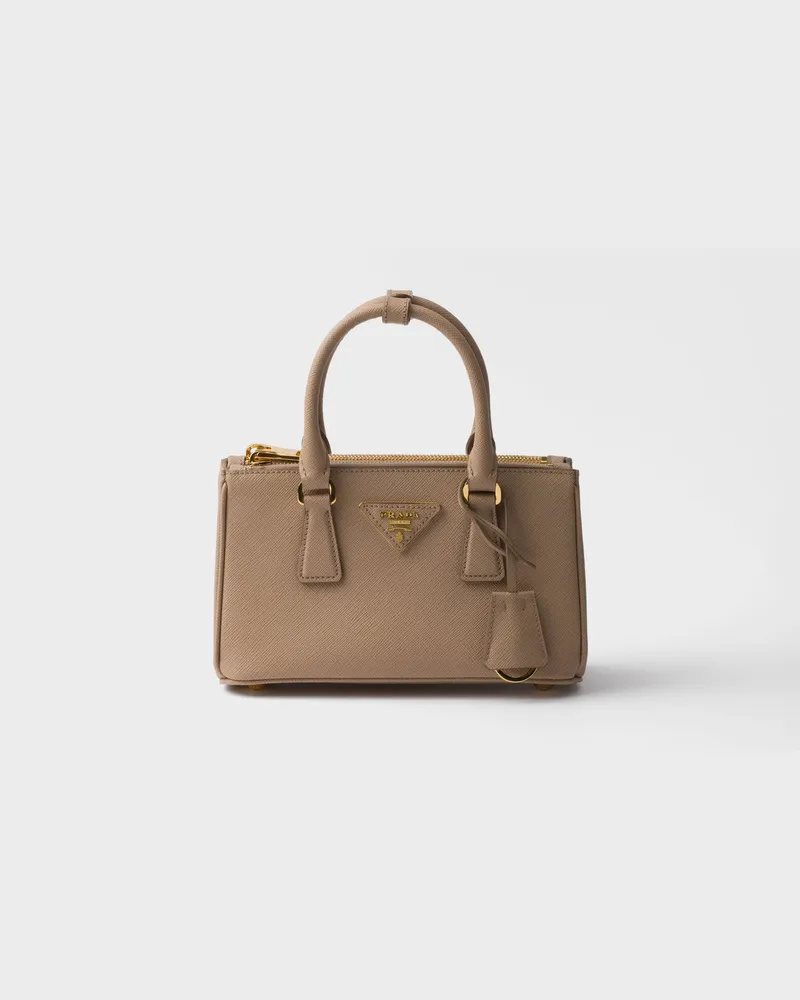 Prada Galleria Mini Bag aus Saffiano-Leder Cameo