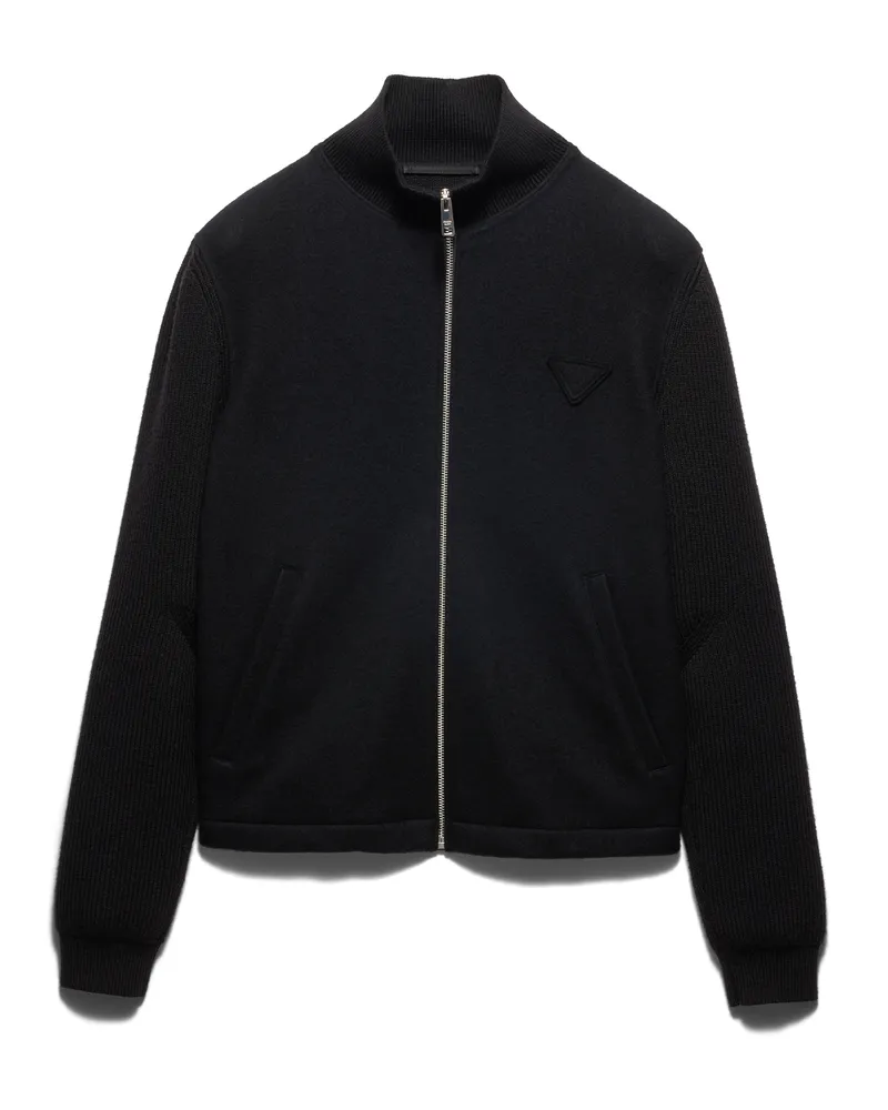 Prada Strickjacke Aus Wolle Und Kaschmir Mit Reißverschluss, Herren, Schwarz, Größe Schwarz