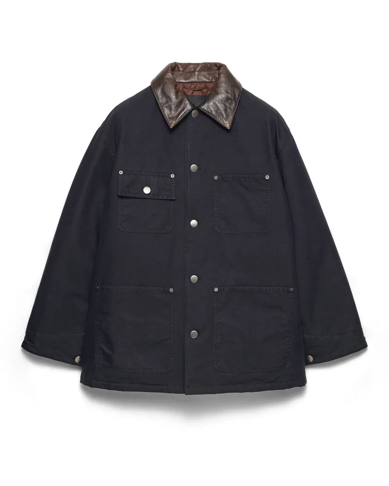 Prada Mittelschwere Daunenjacke Aus Technischer Baumwolle, Herren, Schwarz, Größe Schwarz