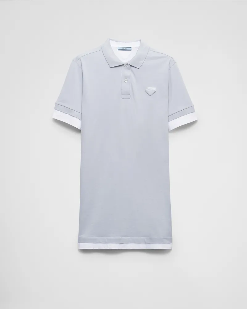 Prada Kleid aus Piqué und Jersey Astro-blau