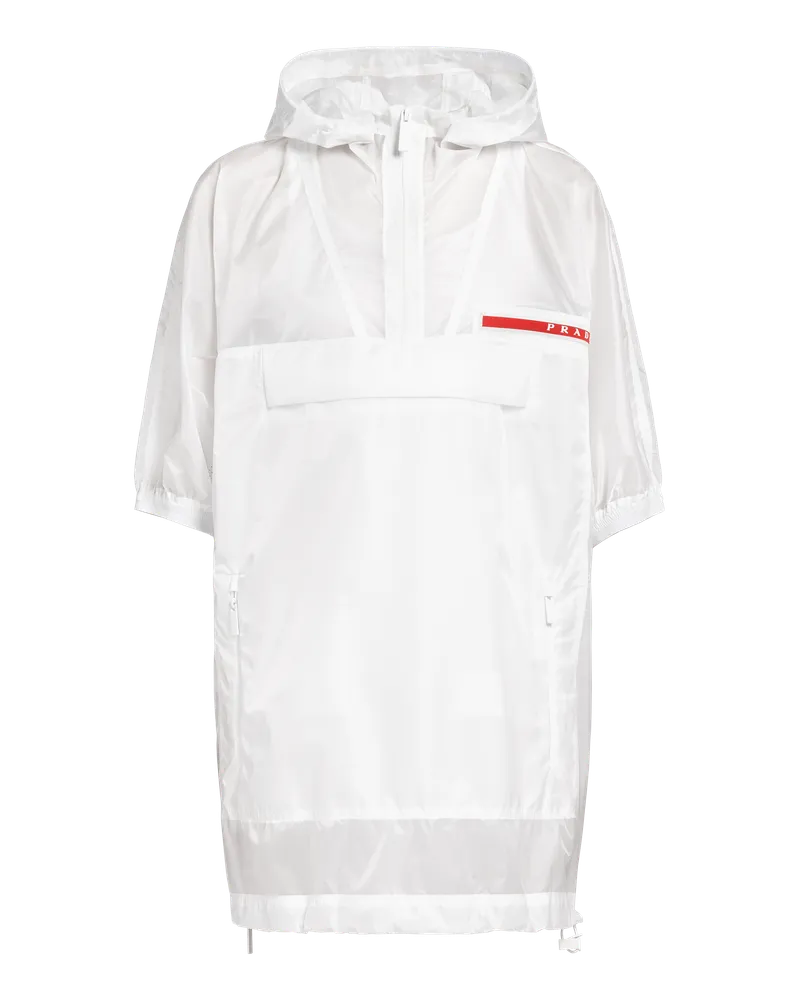 Prada Regenmantel mit Kapuze aus Ripstop Weiss
