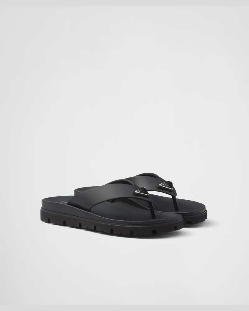 Prada Zehensteg-Sandalen aus Gummi Schwarz
