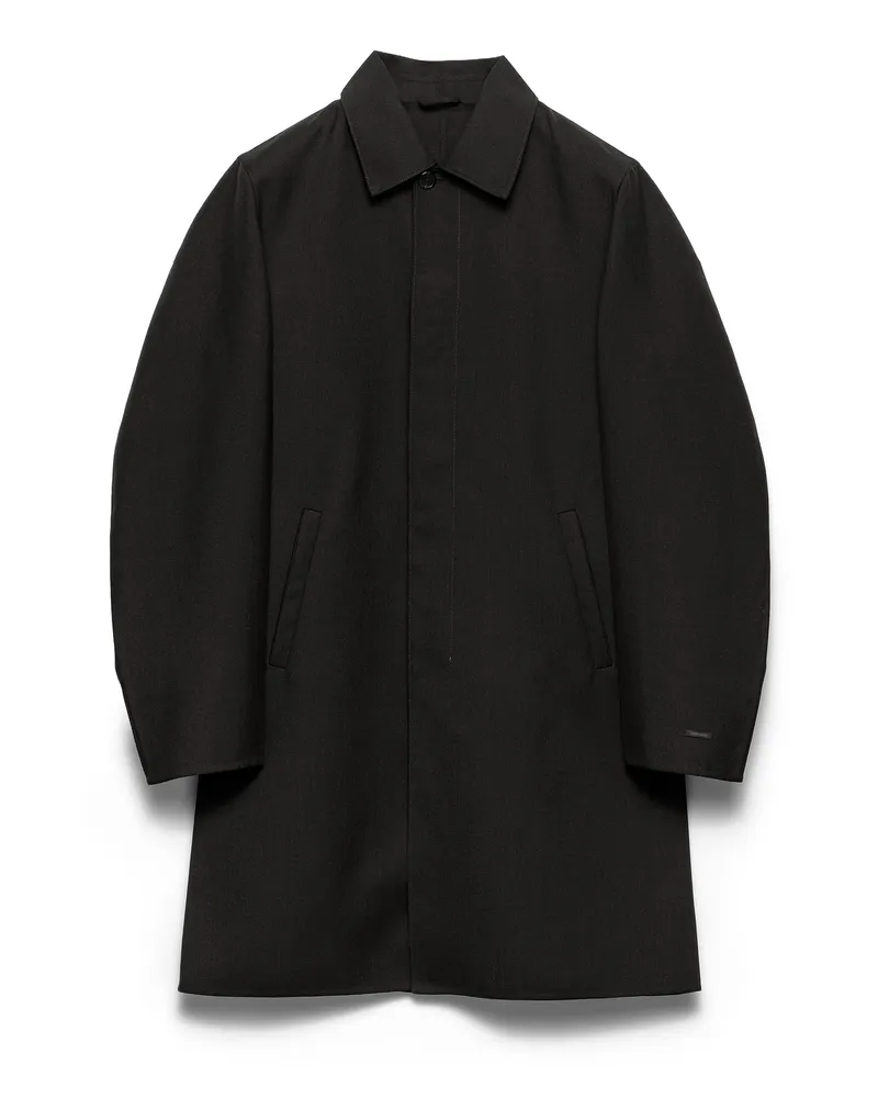 Prada Regenmantel Aus Mohairwolle, Herren, Schwarz, Größe Schwarz