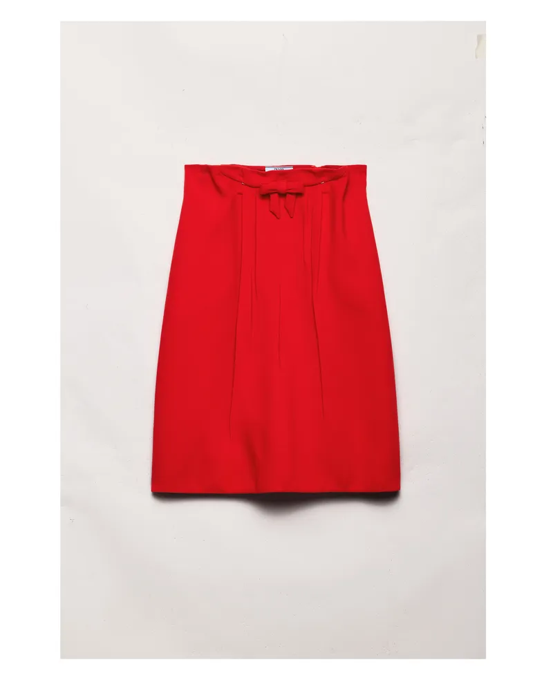 Prada Midirock Aus Melange-natté, Damen, Rot, Größe Rot