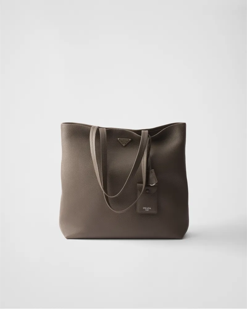 Prada Tote Bag aus Leder Bambusgrau