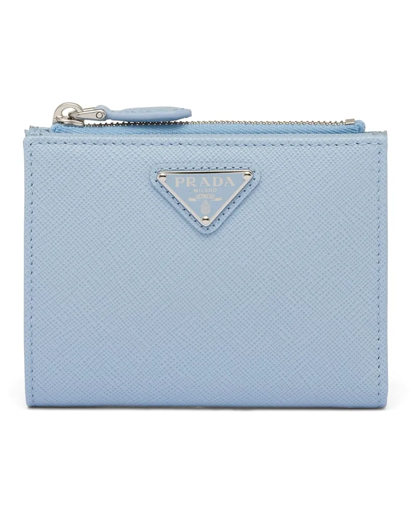 Prada Kleine Geldbörse Aus Saffiano-leder, Damen, Blassblau Blassblau