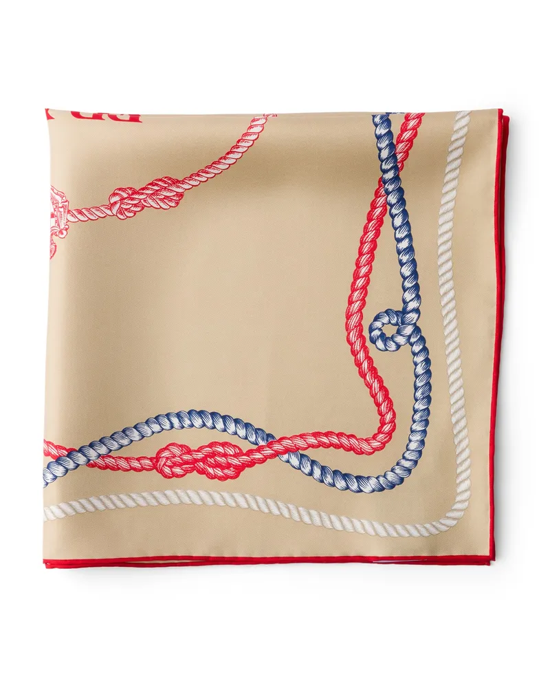 Prada Schal Aus Seiden-twill Mit Print 55 , Damen, Kamelbraun Kamelbraun