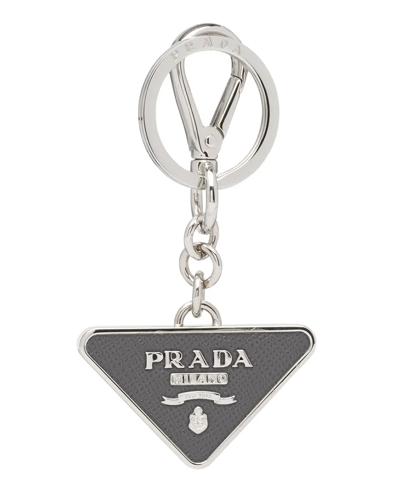 Prada Schlüsselanhänger Aus Saffiano Leder, Herren, Smaragdgrün Smaragdgrün