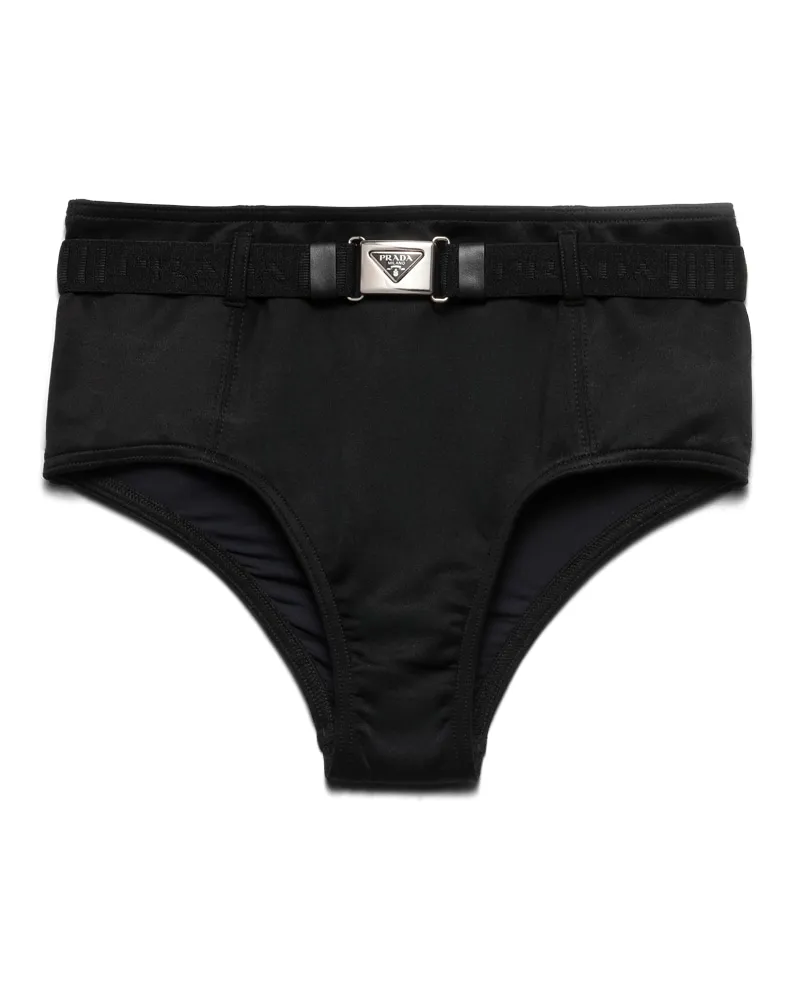 Prada Bikini-unterteil Aus Interlock-stoff, Damen, Schwarz, Größe Schwarz